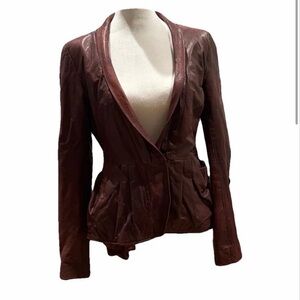 Nanette Baby Brown Leather Blazer Jacket